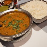 Daal and boiled rice at Pindi Restaurant in New Delhi