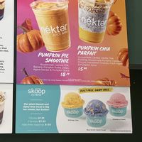 Season pumpkin options and plant based ice cream  at Nekter Juice Bar in Jacksonville Beach