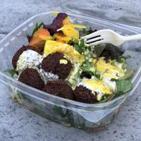 Falafel salad take out at Falafel Salam in Seattle