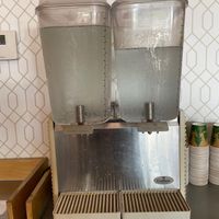 self serve water at Falafel Salam in Seattle