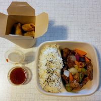 Planted sweet and sour with spring rolls at LO! asia delivery in Cham