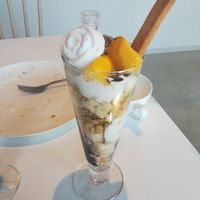 vegan parfait (with mango, a biscuit, coconut-based ice, banana and some crunchy things) at Perry Berry  in Shizuoka