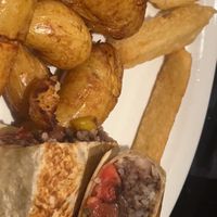 Vegan  burrito with smashed potatoes  at La Rumba Restaurant Latino in Asheville