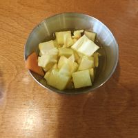 side dish. pickled carrots, cabbage, snd daikon at Chom Chom in Gyeongju