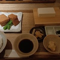 Fried tofu set without non-vegan items at Tofu Sorano Minami Senba in Osaka