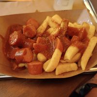 Vegan Currywurst and chips at Frittenwerk - Alexanderplatz in Berlin