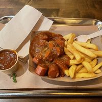 Currywurst mit pommes  at Frittenwerk - Alexanderplatz in Berlin