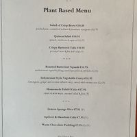 Vegan menu  at The Brasserie at Ballygarry Estate Hotel and Spa in Tralee