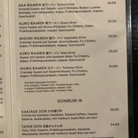 Menu: Ramen and Donburi  at HIKARI in Zurich