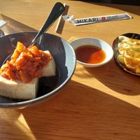 Tofu with kimchi and gyozas at HIKARI in Zurich