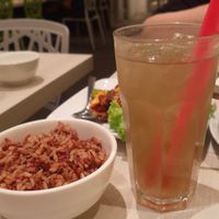 Lemongrass Juice and brown rice at Whole Earth 环界蔬食 in Central Singapore