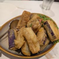 Salt and pepper eggplant at Whole Earth 环界蔬食 in Central Singapore