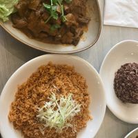 Penang Rendang with Tom Yam Rice (spicy and delicious) at Whole Earth 环界蔬食 in Central Singapore