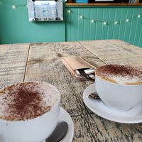 Large cappuccino with oat milk at Conwy Falls Cafe in Betws-y-coed