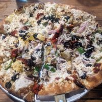 Veggie Specialty pie with soy cheese 🍕 at Little E's Pizzeria in Greensburg