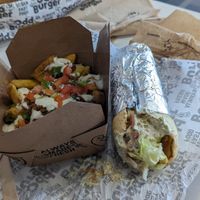 Chickun souvlaki with fries supreme at Odd Burger in Regina