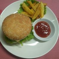 vegetable burger at Coriander in Phnom Penh