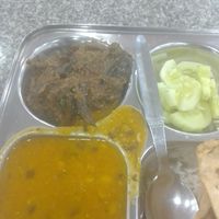 Chana dal and a kind of eggplant at Hridayam at Parmarth in Rishikesh