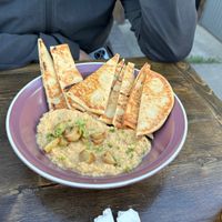 Hummus with roasted garlic   at Post And Row Eatery and Brewing Co in Dawson Creek