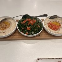 Amazing humus, tobbouleh, and baba ghanoush   at Aleppo's Kitchen in Anaheim