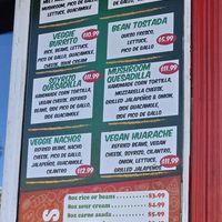 Veggie menu at Sara's Mexican Food in San Diego