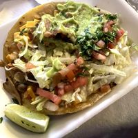veggie taco with vegan cheese (yum)  at Sara's Mexican Food in San Diego