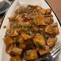 Tofu black bean sauce with fresh rice noodles   at Happiness Inn in Newcastle Upon Tyne