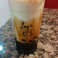 Vegan soya brown sugar with tapioca bubble tea at Bubble Cha in Newcastle Upon Tyne