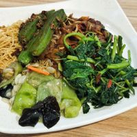 kuey teow bee hoon mee with dishes, good at Evergreen Vegetarian Cuisine - 長生素  in Central Singapore
