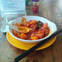 Ribs in sour and sweet sauce at Ten Thousand Buddhas Monastery Vegetarian Canteen in New Territories