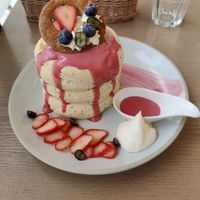 Fluffy Pancakes with Berry and Jasmine at Micasadeco & Cafe in Tokyo