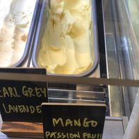 Mango passion fruit sorbet labelled vegan  at Creme & Cone in Central Singapore