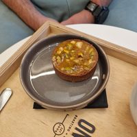 Tasty but tiny and overpriced caramel tart at Koffie Onan in Leuven