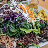 Vegan salad with tofu curry at Le Fix in Geneva