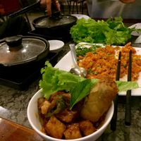 veggie & tofu sizzling clay pots! at Tu Hanh in Da Lat