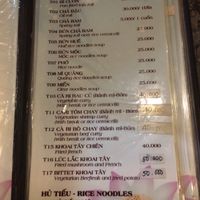 Menu (01/19) at Tu Hanh in Da Lat