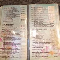 Menu (01/19) at Tu Hanh in Da Lat