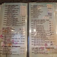 Menu (01/19) at Tu Hanh in Da Lat