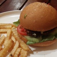 Vegan Burger at Veggie's in Vang Vieng