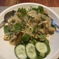 Larb noodles  at Veggie's in Vang Vieng