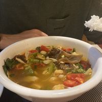 Tom yum soup   at Veggie's in Vang Vieng