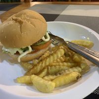 Burger  at Veggie's in Vang Vieng