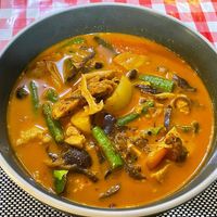 The Spicy Soup was AWESOME.  Comes with a side of rice which calms down the spiciness.  at Veggie's in Vang Vieng