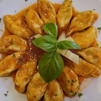 Spinach Ravioli with tomato sauce at Inka Wasi Peruvian Restaurant in San Vito Lo Capo