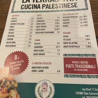 Menu  at La Terrasanta in Turin