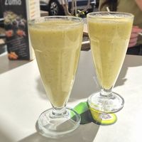 Banana, pineapple and kiwi smoothies at Cafeteria Santo Zumo. Fruteria Zumeria in Lanzarote