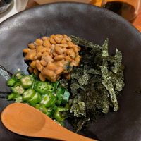 Okra and natto - okay at Hokusai in Fukuoka