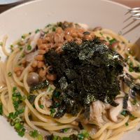 Mushroom and natto spaghetti - the bomb at Hokusai in Fukuoka