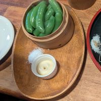 Steamed snap peas at Hokusai in Fukuoka