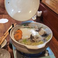 Mushroom tofu hot pot at Hokusai in Fukuoka